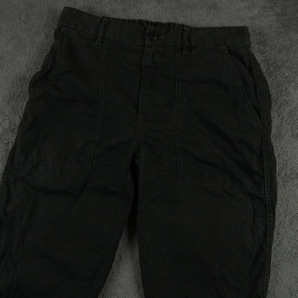 J.Crew Pants Women 8 Black Linen Blend Patch Pocket Utility Tapered Summer Beach